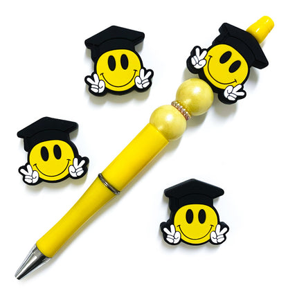 20Pcs Silicone Focal Beads Smiling Face Wearing Doctor Hat 4