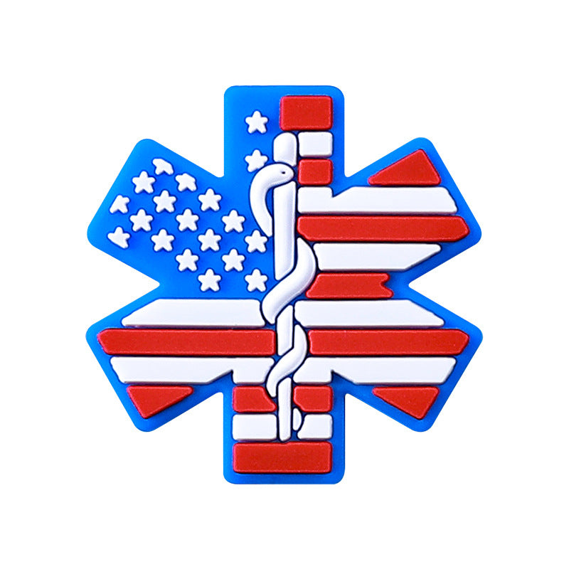 20pcs Silicone Focal Beads Fire Dept Police Star Badge Design 8