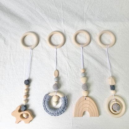 Wooden Thread Bead Teether Toy Baby Sensory Toys 4 Pack 11