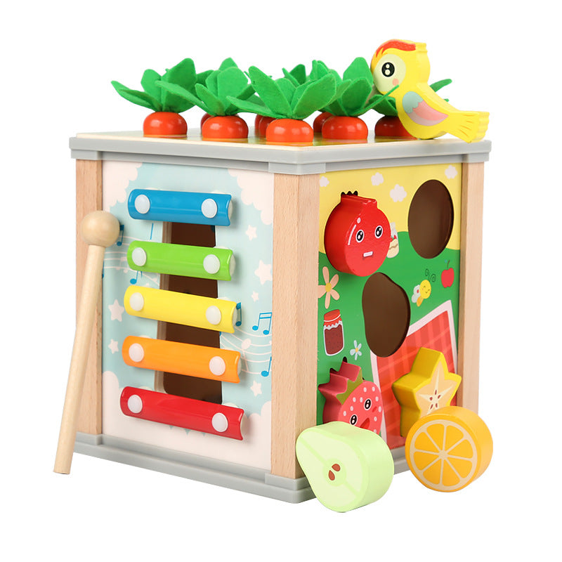 Wooden Montessori Toys Puzzle Multi-Function Shape Pull Clock 3