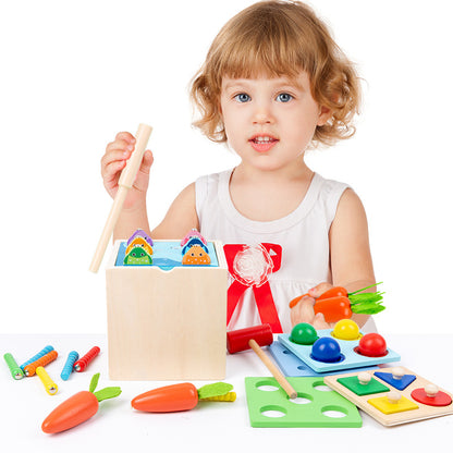 Wooden Montessori Toys Educational Sorting and Fishing Plate 2