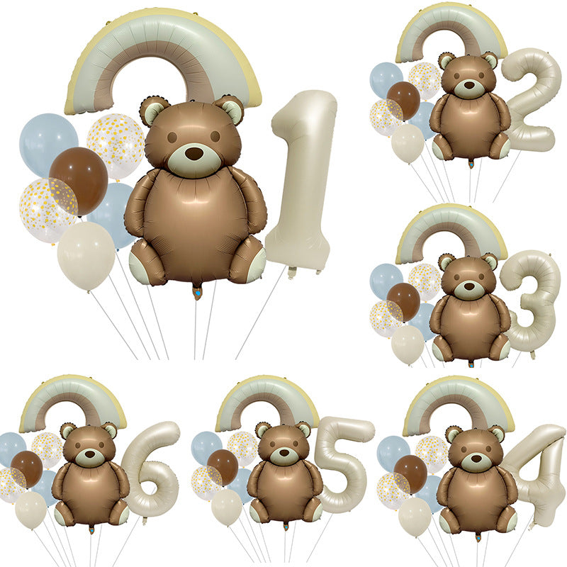 Teddy Bear Foil Balloon Set Birthday Party Decoration 20x15cm