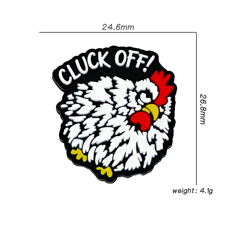 20Pcs Silicone Focal Beads White Hair Cock With Printed Text Cluck Off 2