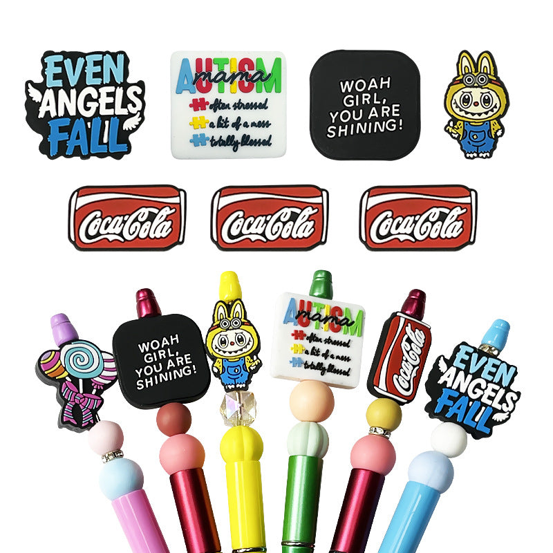 20Pcs Silicone Focal Beads Cartoon Rap Cloth Soda Can Design