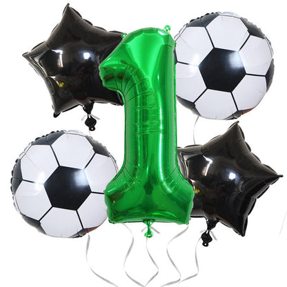 Green Digital Football Foil Balloon Set Birthday Party Decoration 2Set 32 Inch 6