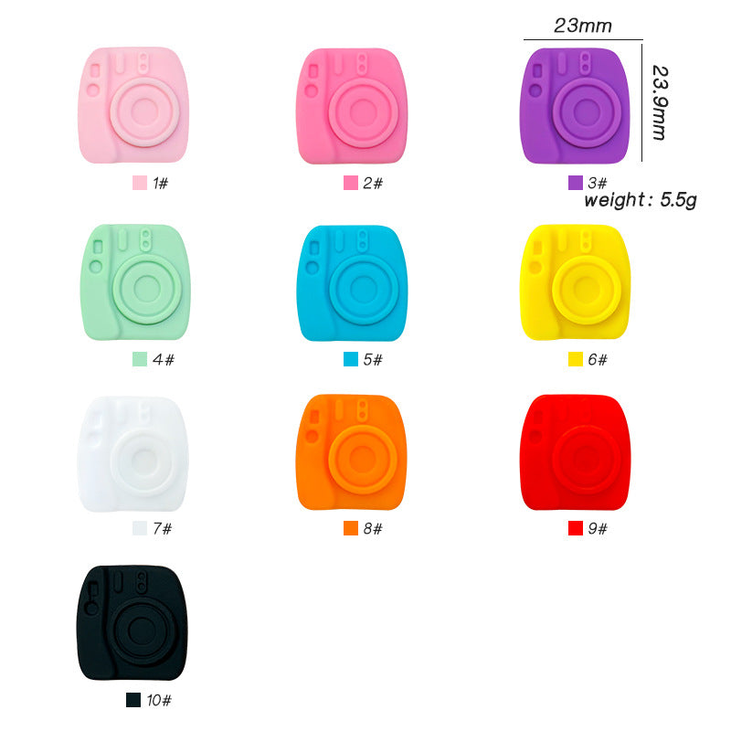 20Pcs Silicone Focal Beads Camera Solid Color Creative Design 3