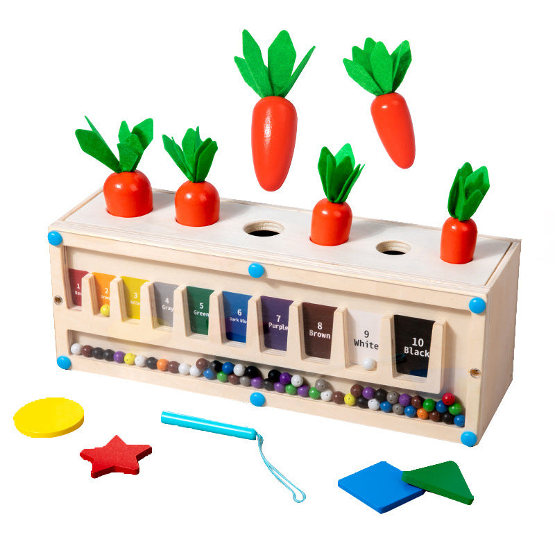 Wooden Magnetic Maze Montessori Toys Pulling Radish Activity Toy 2