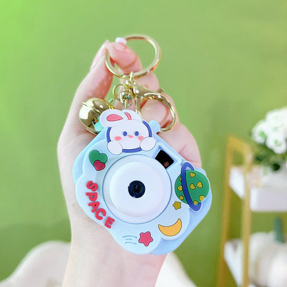 Light Up Rabbit Camera Plastic Keychain with Bell Charm 7