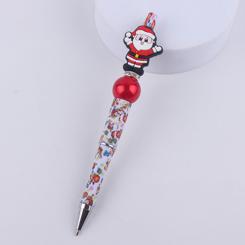 Santa Claus Snowman Silicone Beaded Pens Christmas Holiday Novelty Gift 9