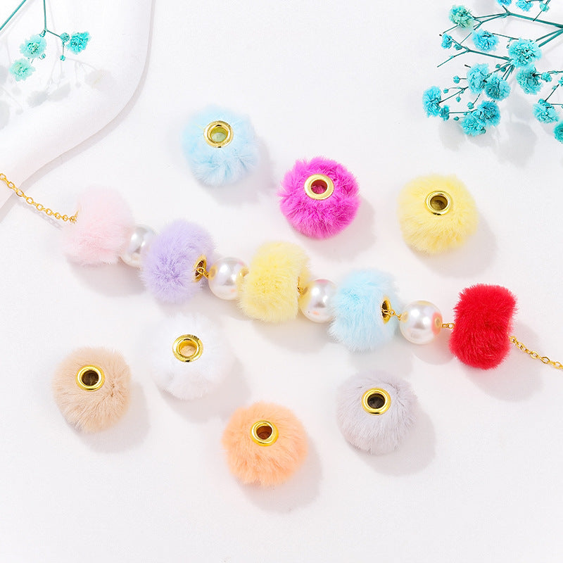 50pcs 20mm Fuzzy Abacus Large Hole Spacer Beads Imitation Rabbit Hair 4