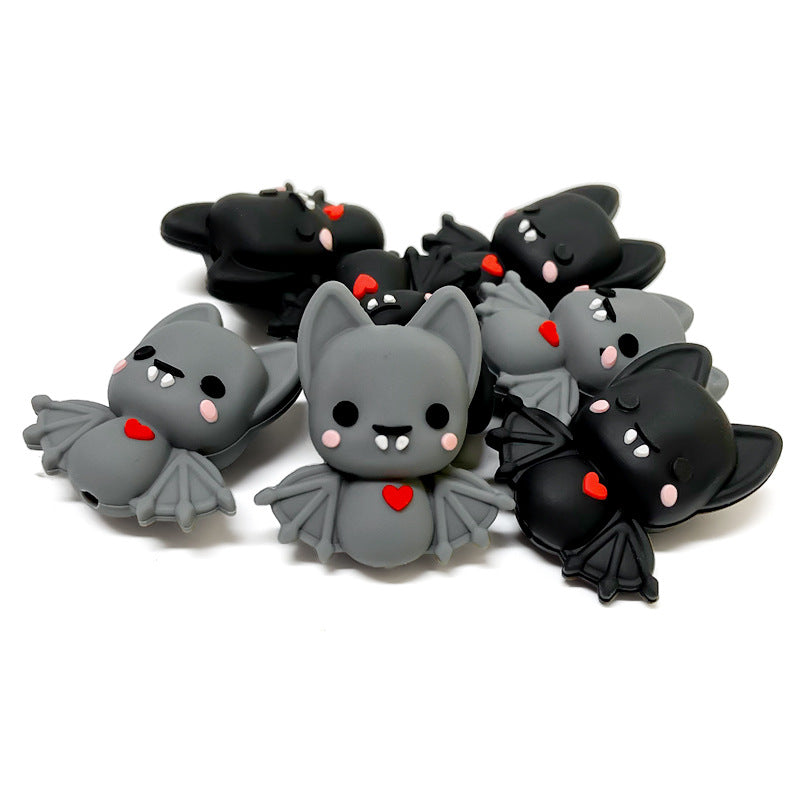 20Pcs Silicone 3D Focal Beads Bat with Heart Detail 2