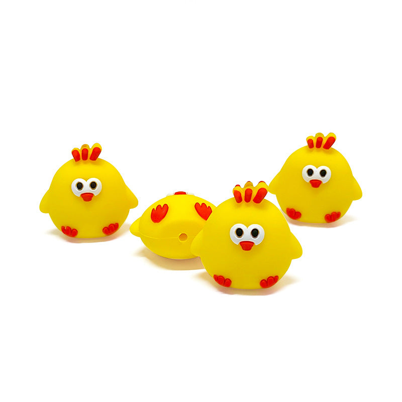 20Pcs Silicone 3D Focal Beads Chick Side Profile Yellow 5