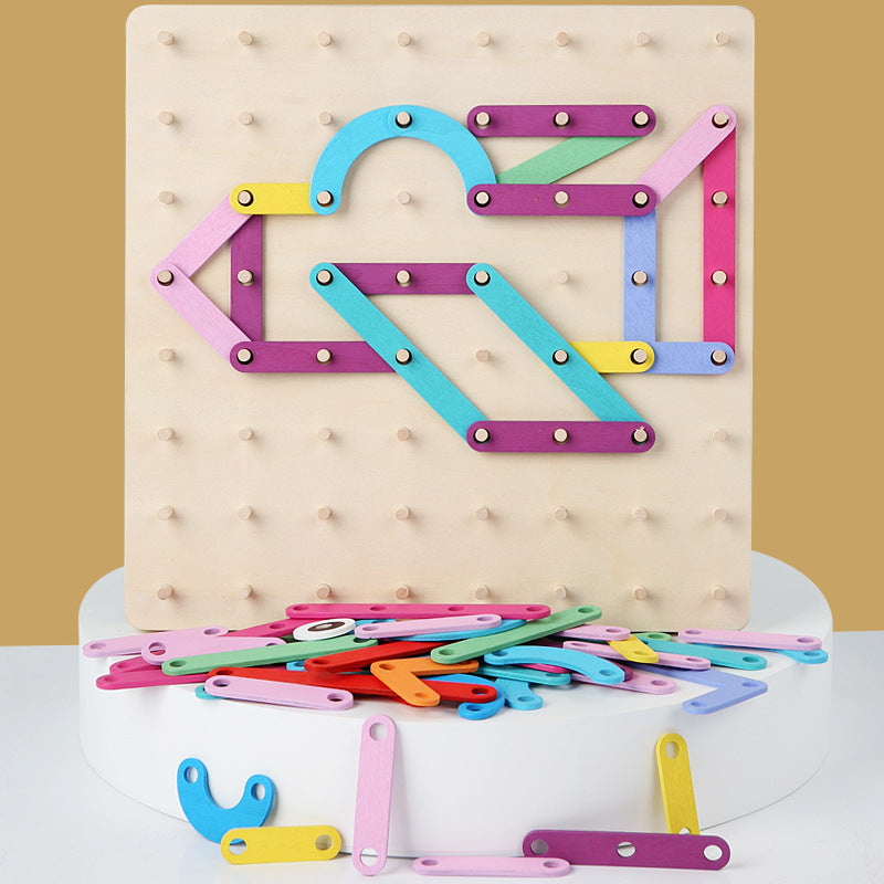 Wooden Pegboard Puzzle Montessori Toys Educational Toy 27.5cm 5