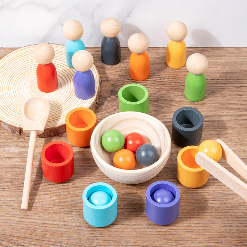 Wooden Montessori Toys 7-Color Ball Classification Cup Sorting Toy 3