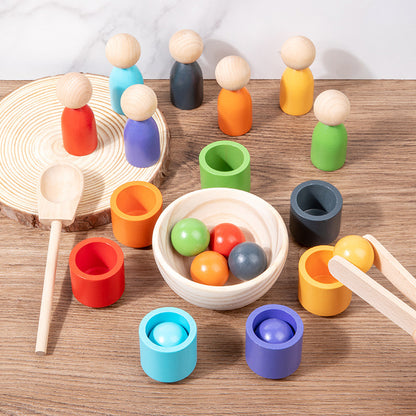 Wooden Montessori Toys 7-Color Ball Classification Cup Sorting Toy 3