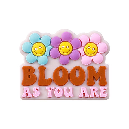 Silicone Focal Beads Flower Children Smiling Face with Rose Red Flower 7