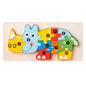 Wooden Building Blocks Animal Traffic Shapes Matching 3D Puzzle Toy 9