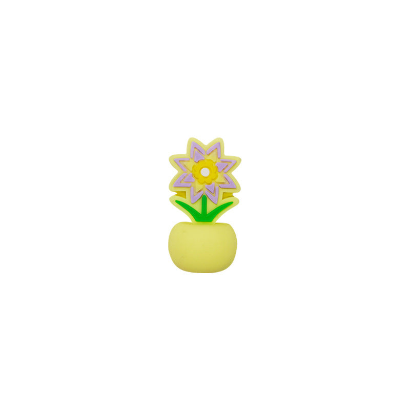 20Pcs Silicone 3D Focal Beads Colorful Potted Plant Flower Design 9