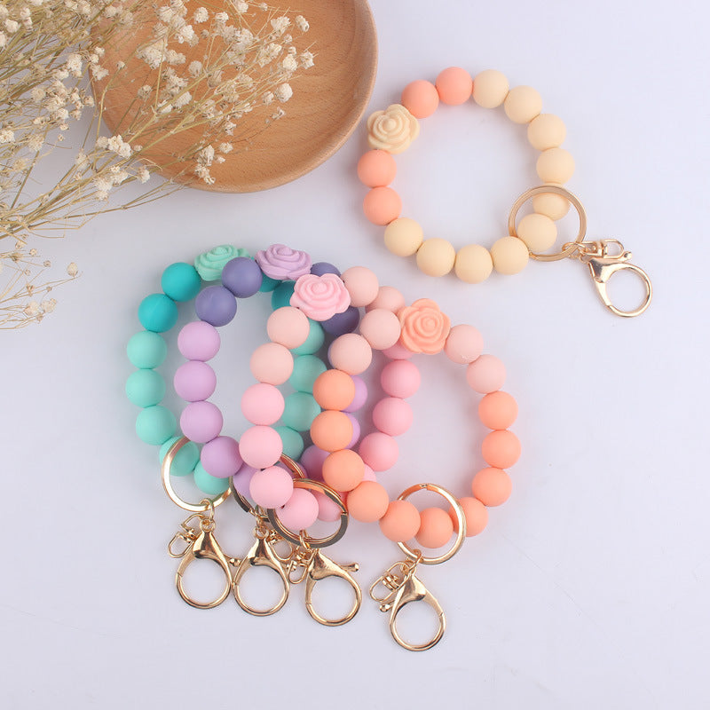 Daisy Rose Silicone Bead Wristlet Keychain 3