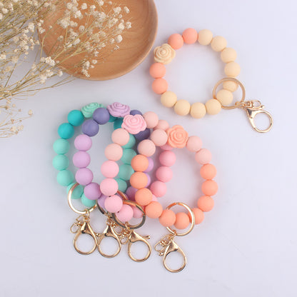 Daisy Rose Silicone Bead Wristlet Keychain 3