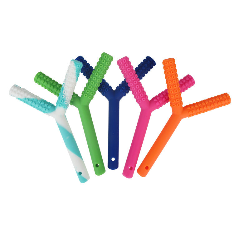 Orthodontic Y Shaped Silicone Teether Toy for Babies 3