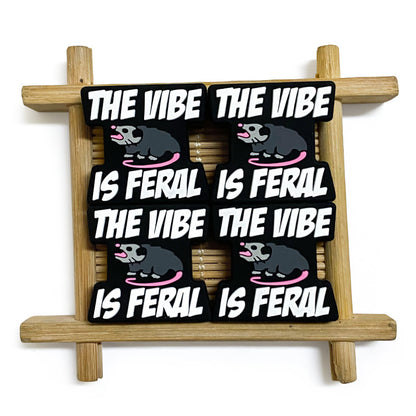 20Pcs Silicone Focal Beads Rat with The Vibe Is Feral Text 2