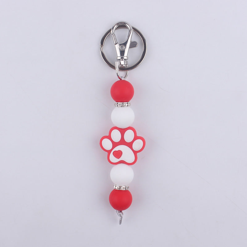 Cartoon Dog Claw Silicone Bead Keychain Charm with Lobster Clasp 7