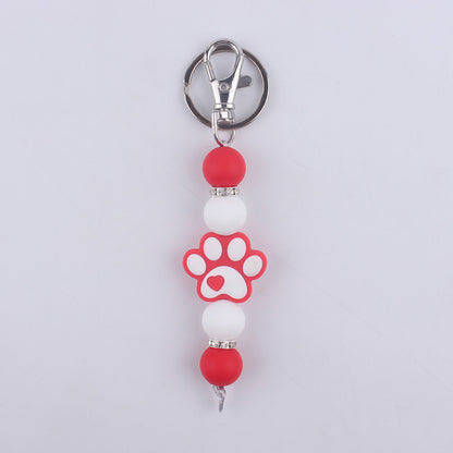 Cartoon Dog Claw Silicone Bead Keychain Charm with Lobster Clasp 7