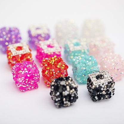 10pcs 18mm Square Cube Pearl Rhinestone Focal Beads for Pens