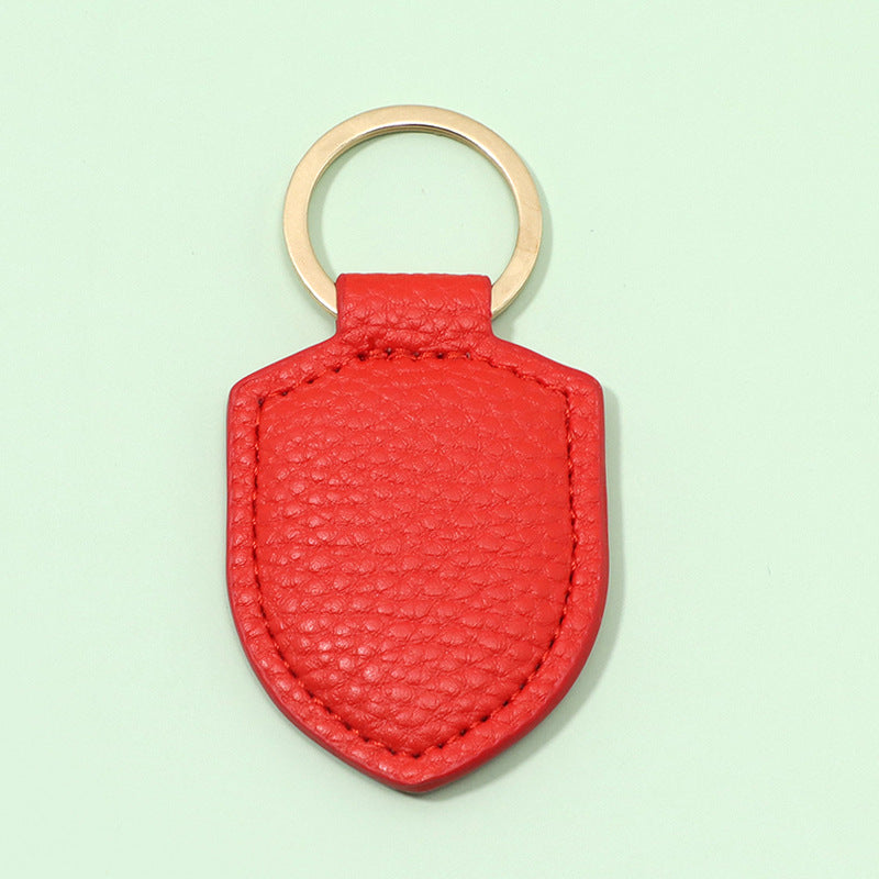 Leather Shield Keychain Classic Design with Metal Ring 7