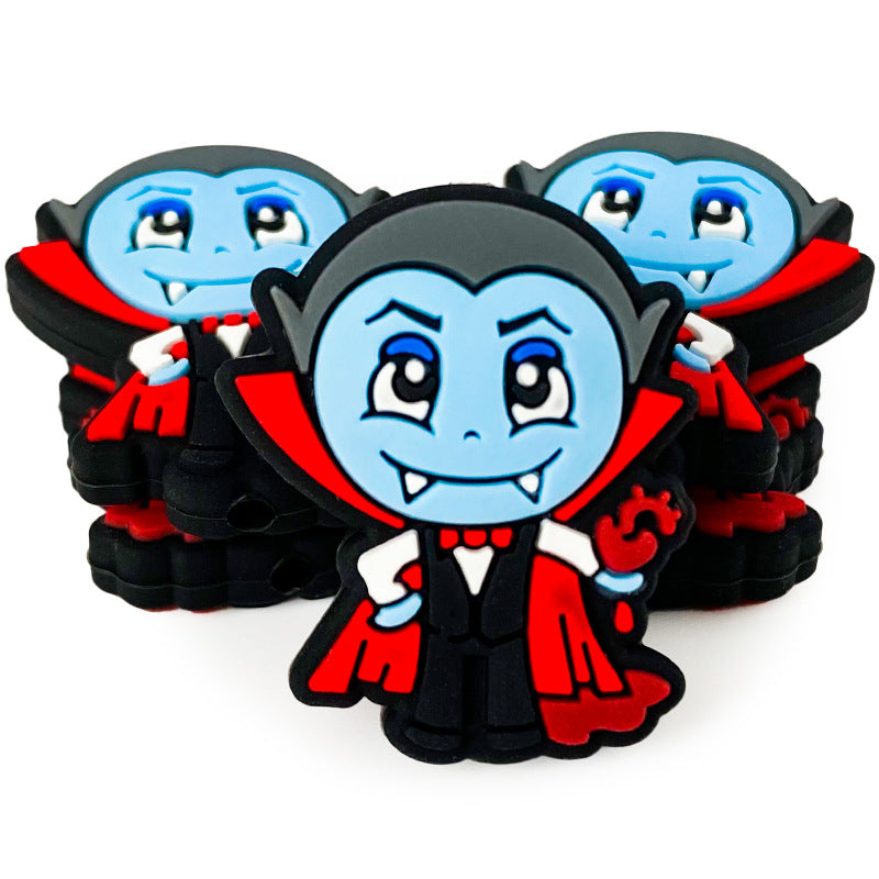 20pcs Silicone Focal Beads Vampire Holding Heart Detail 4