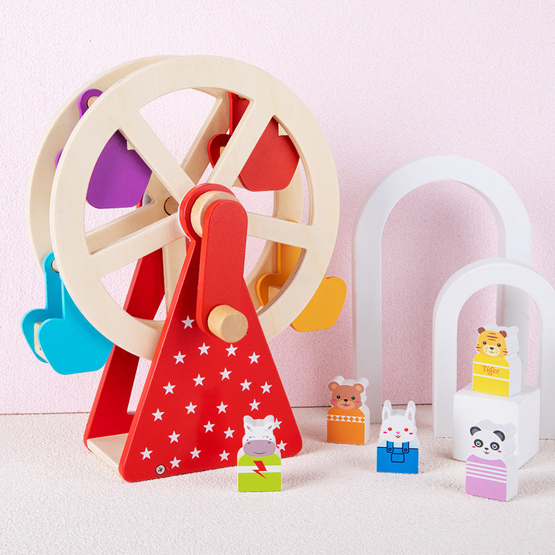 Wooden Pretend Play Ferris Wheel Toy for Kids 6