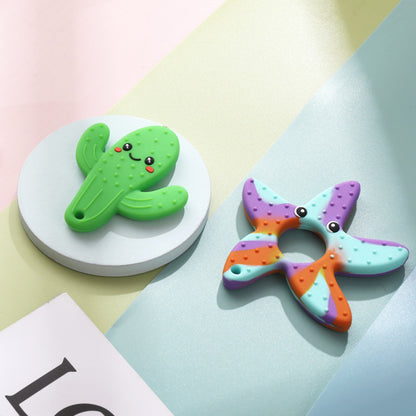 Silicone Sensory Fidget Toy Fruit and Cactus Chew Necklace for Kids 2
