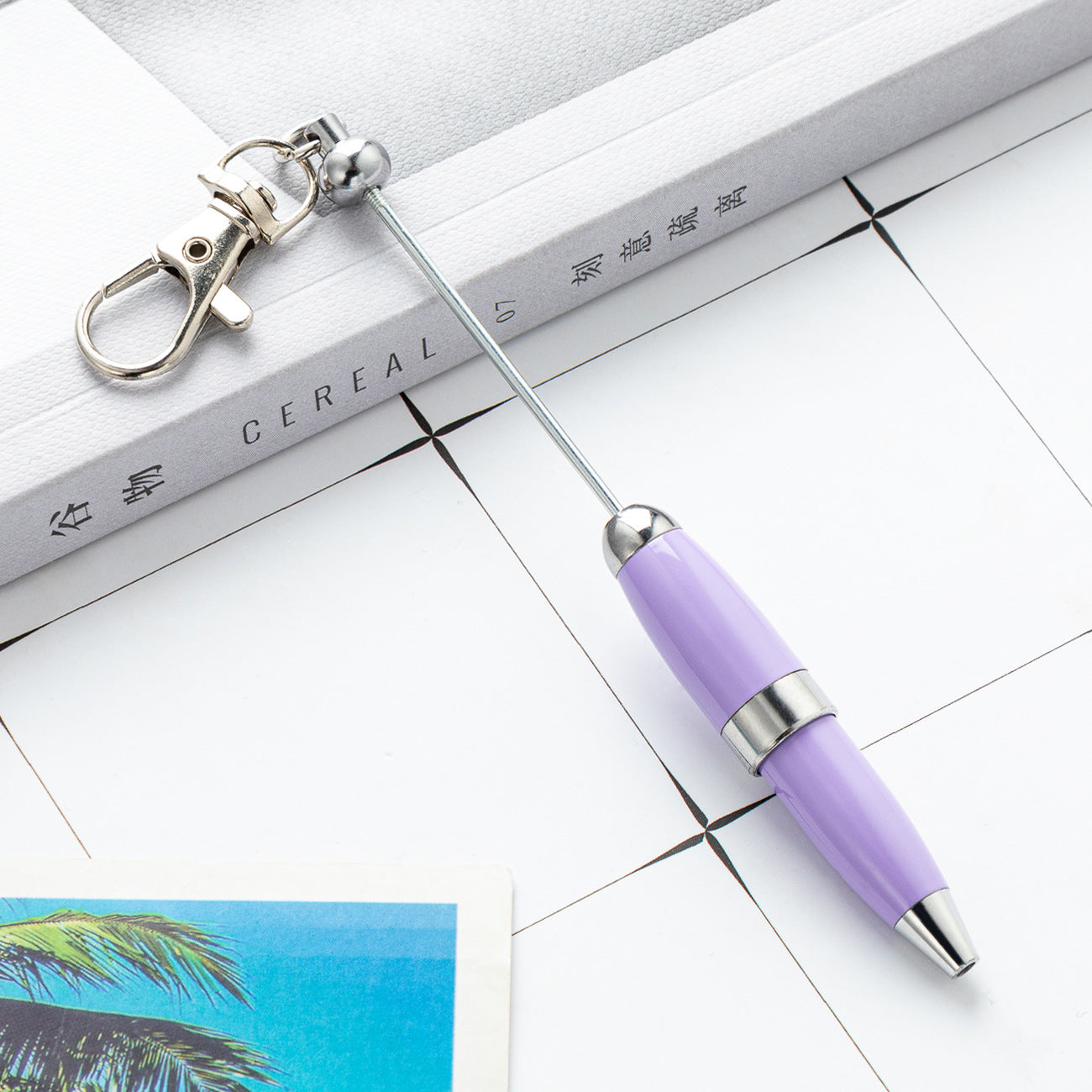 Portable Metal Beadable Pen Keychain Ballpoint Pens DIY Craft Supplies 24