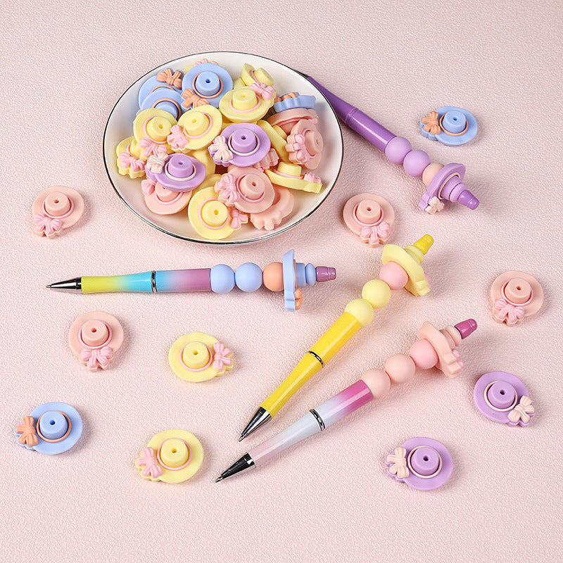 20Pcs Silicone 3D Focal Beads Bow Hat With Bow Detail 3