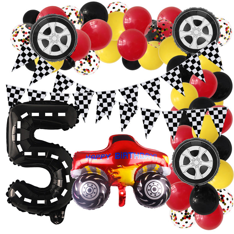 Racing Theme Foil Balloon Set Birthday Party Decoration 9