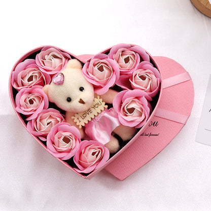 Soap Flower Bear Heart Shape Gift Box Valentine's Day Gift 9