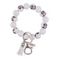 Wooden Dog Tassel Silicone Bead Wristlet Keychain with Charm 8