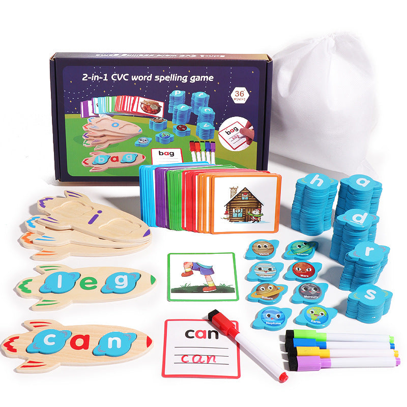 Wooden Letter Spelling Montessori Toys Educational Learning Set 5