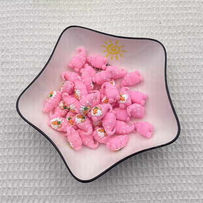 20Pcs Silicone 3D Focal Beads Easter Carrot Tricolor Dwarfs Holding Carrot 2