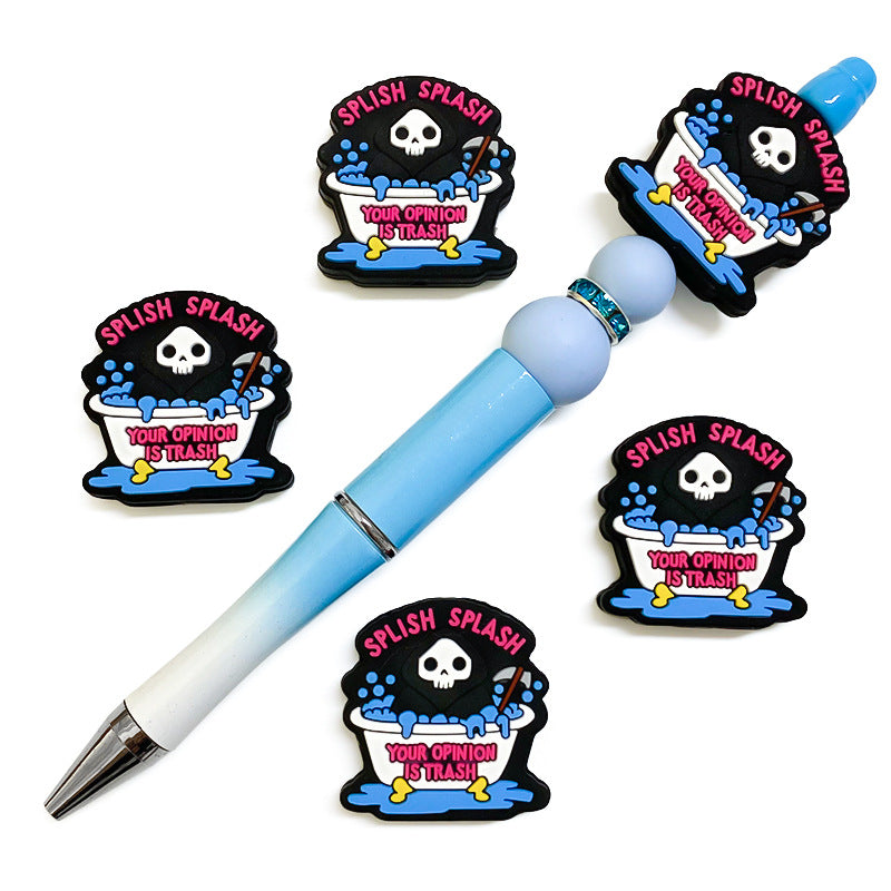 20Pcs Silicone Focal Beads Halloween Skeleton Bath Tub Design 4