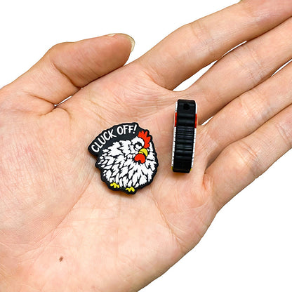 20Pcs Silicone Focal Beads White Hair Cock With Printed Text Cluck Off 5