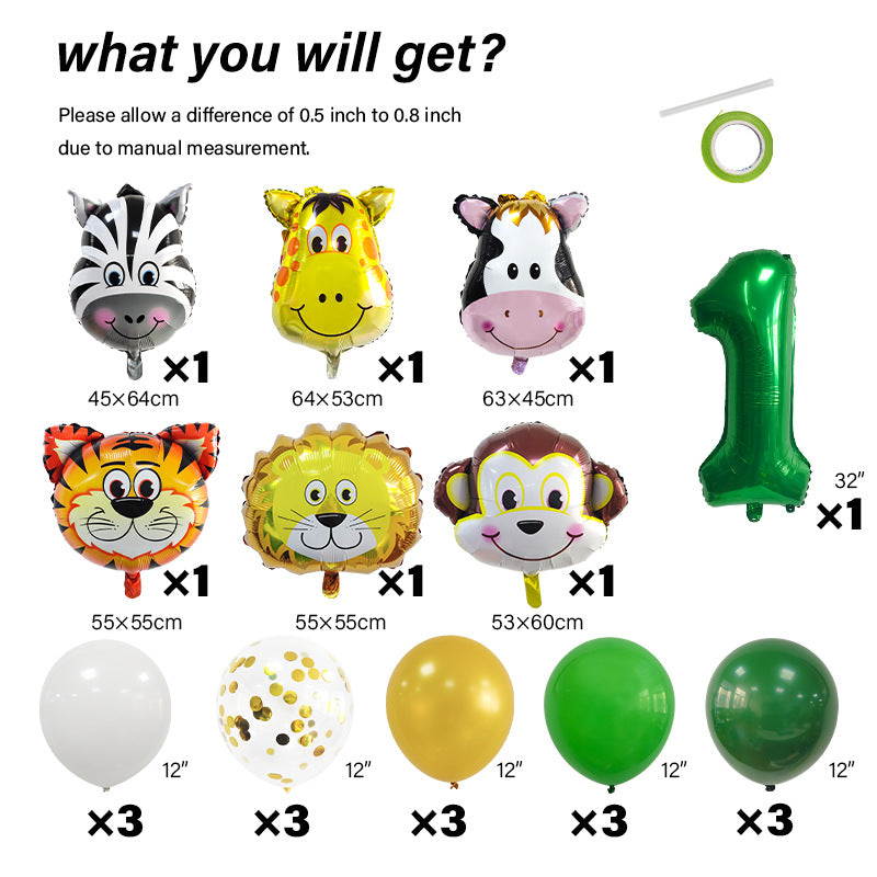 Jungle Animals Foil Balloon Set Birthday Party Decoration 2