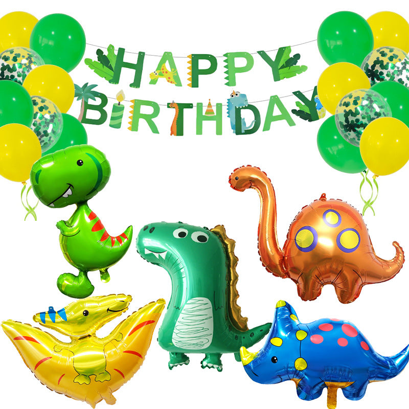 Cartoon Dinosaur Foil Balloon Set Children Birthday Party Decoration