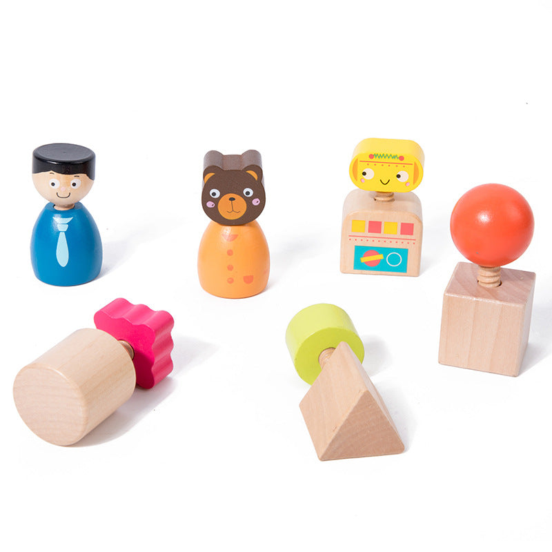 Wooden DIY Screw Building Blocks Montessori Toys 3
