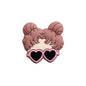 20pcs Silicone Focal Beads Girl Face with Double Bun Hairstyle 10
