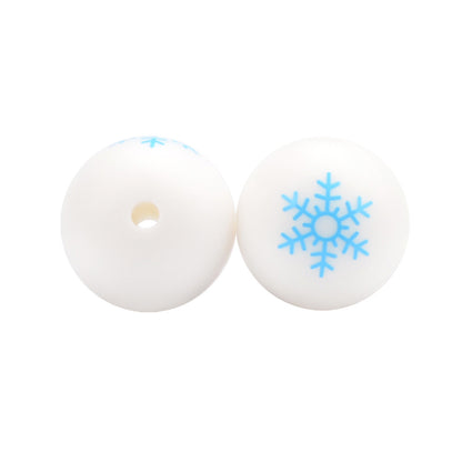 20pcs 15mm Christmas Silicone Beads Printed Design 5