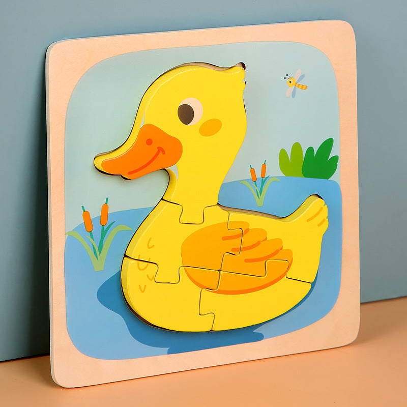 Wooden 3D Animal Puzzle Educational Toy for Kids 15cm 6