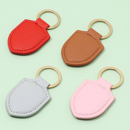 Leather Shield Keychain Classic Design with Metal Ring 4
