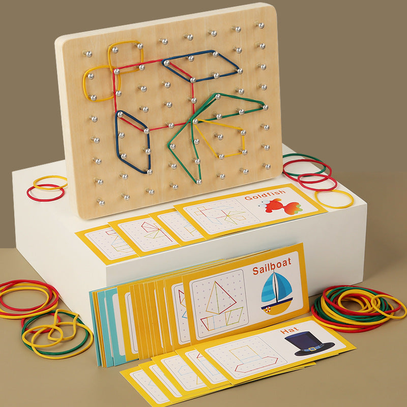 Wooden Montessori Toys Geometric Nail Plate for Toddlers 6